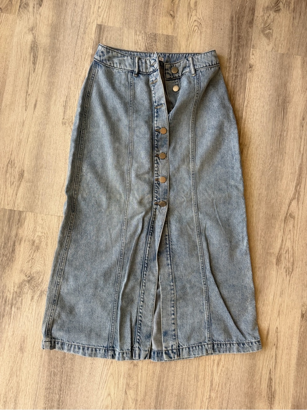 Esprit Light Blue Denim Button-Front Midi Skirt